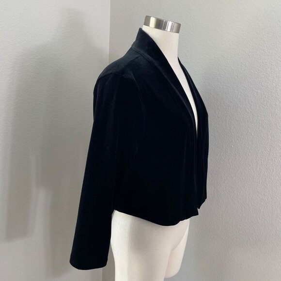 Calvin Klein Womens Large Black Velvet Bolero Open Crop Cardigan - Picture 2 of 8